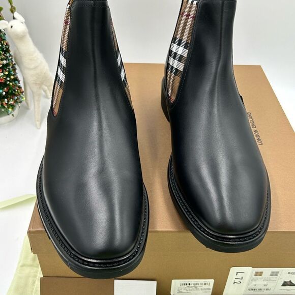 Men’s Burberry vintage check leather Chelsea boot size 45 made in Italy - Picture 2 of 8